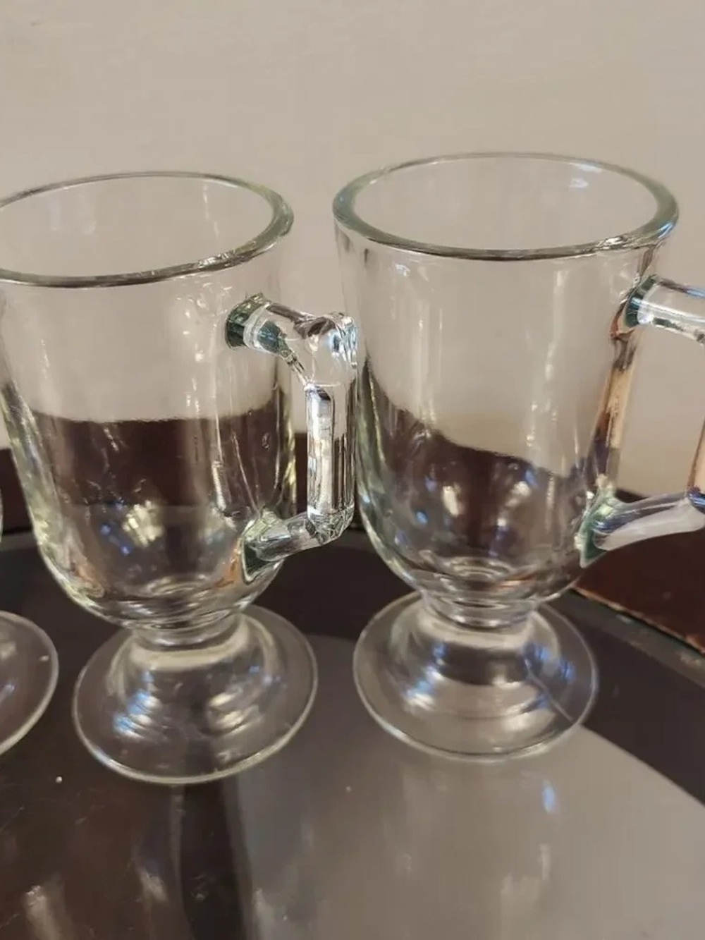 Clear Glass Footed Beverage Mugs - Set of 2